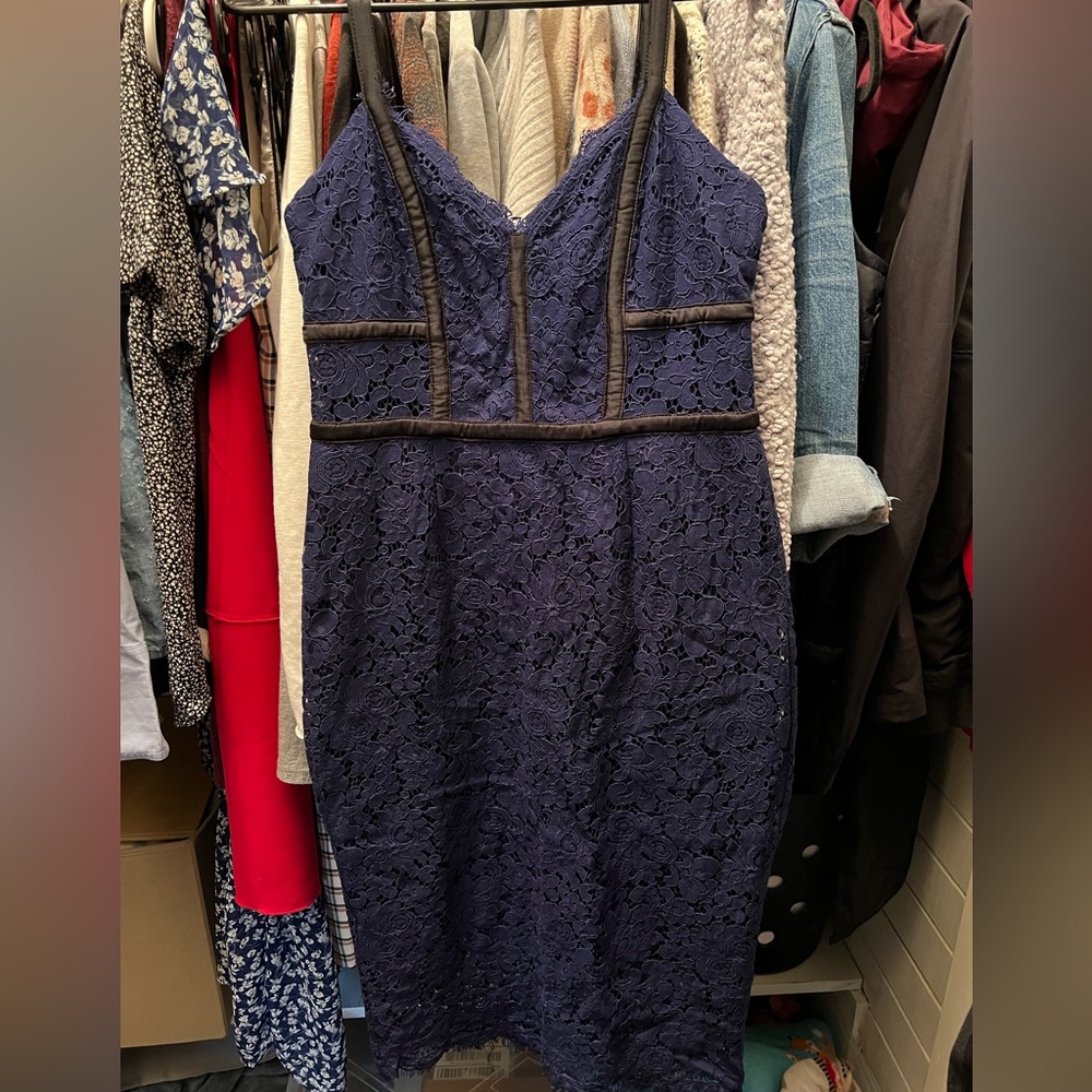 Express blue lace sheath dress